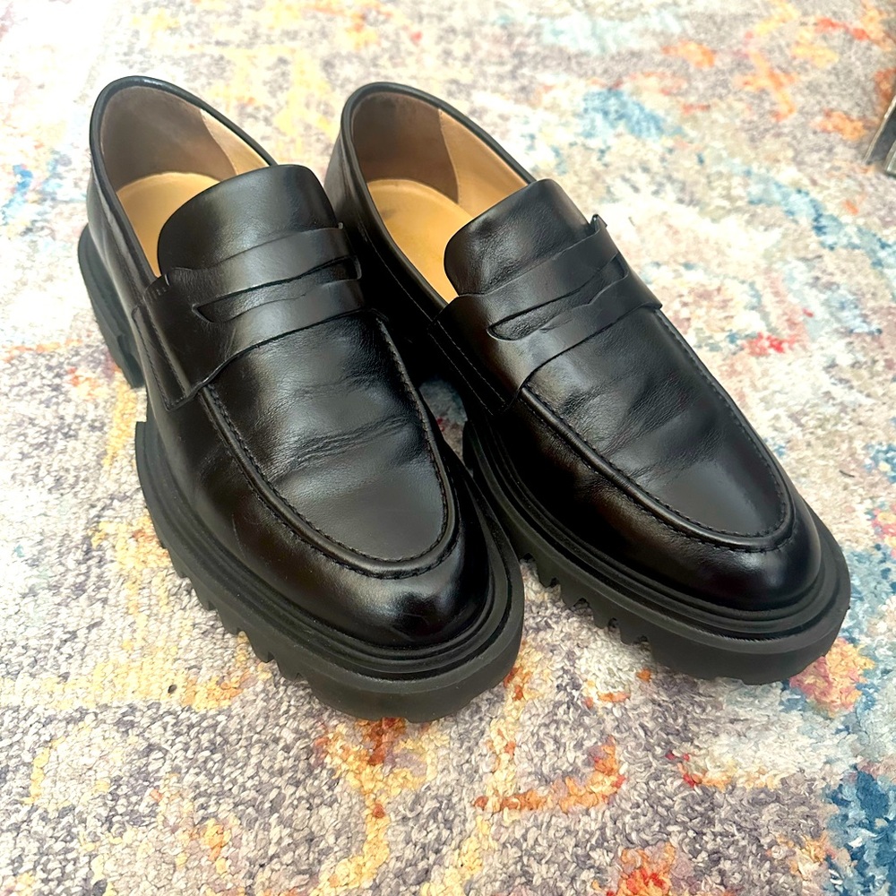All Saints Black Lola Leather Loafers
